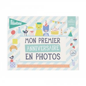 Livret de 6 cartes étapes détachables mon premier anniversaire en photos Milestone