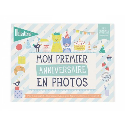 Livret de 6 cartes étapes détachables mon premier anniversaire en photos