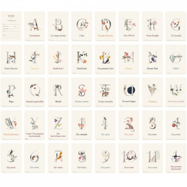 Cartes étapes bébé ma première année collection luxe abc Milestone