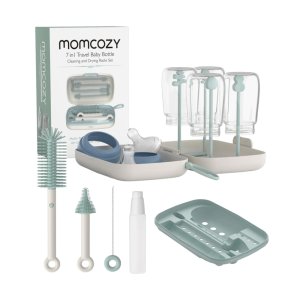 Set de brosses de nettoyage pour biberons avec égouttoir de voyage Momcozy