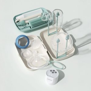 Set de brosses de nettoyage pour biberons avec égouttoir de voyage Momcozy