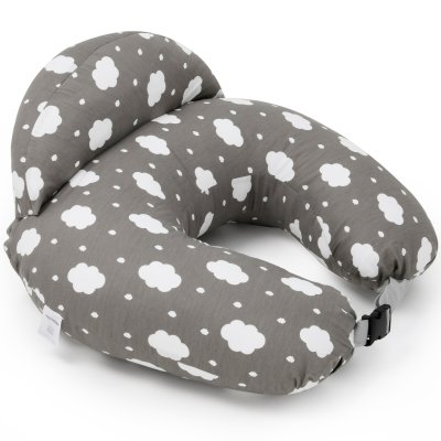 Coussin d'allaitement ergonomique avec ceinture réglable gris