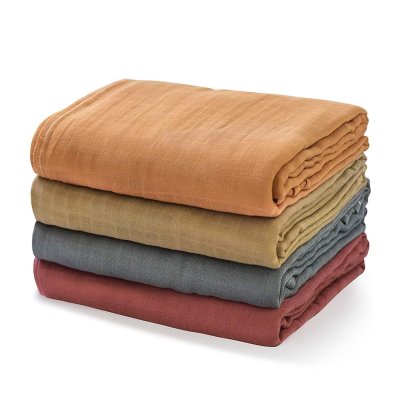 Lot de 4 langes bébé en mousseline de bambou 120x120 cm uni