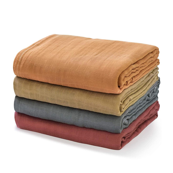 Lot de 4 langes bébé en mousseline de bambou 120x120 cm uni Momcozy
