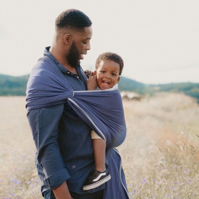 Echarpe de portage tissée bleu fregate