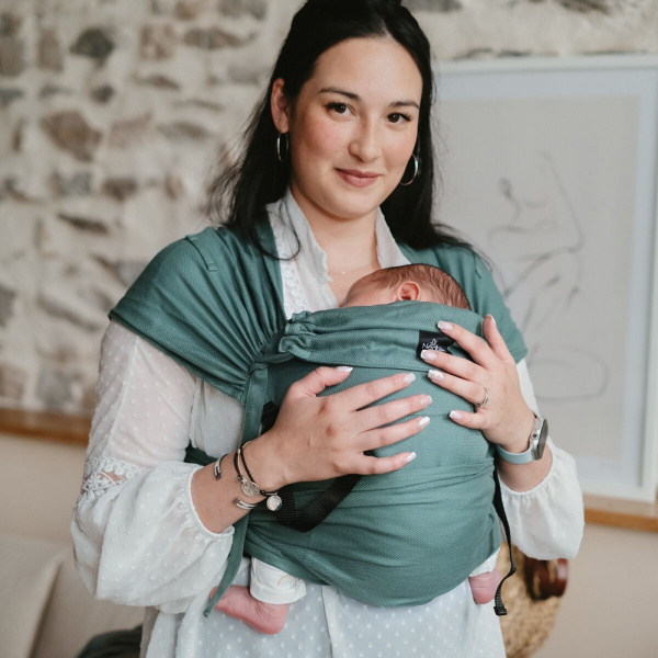 Porte bébé p'tit evo vert eucalyptus Neobulle