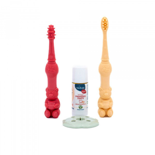 Lot de 2 brosses à dents avec huile premières dents bioseptyl Neobulle