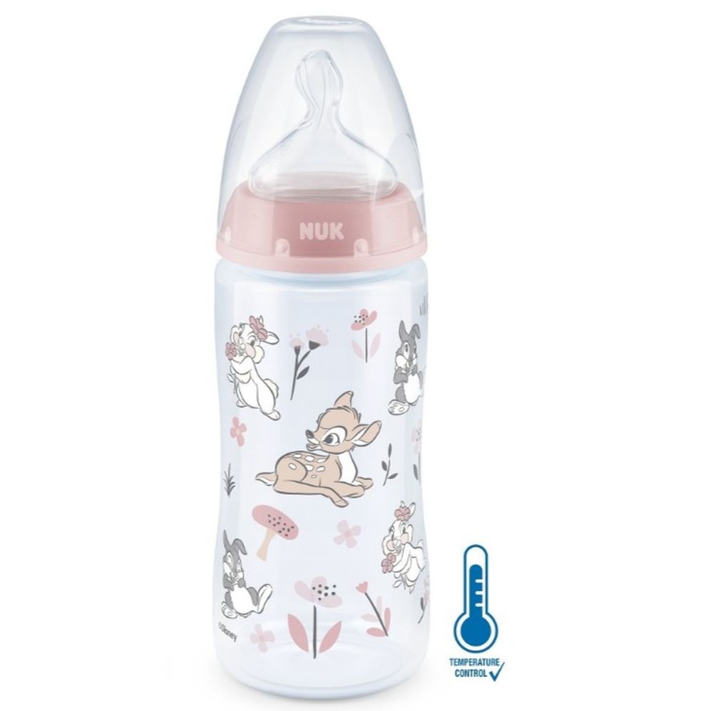 NUK First Choice+ Biberon, 6-18 mois, Contrôle de la température, Contrôle du flux, Valve anti-colique, 300 ml, Sans BPA, Tétine en  silicone