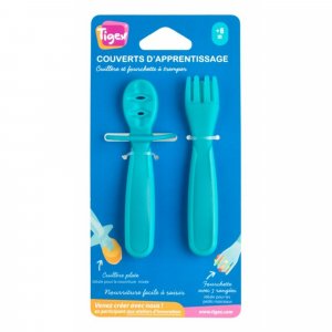 Lot de 2 couverts d'apprentissage bleu Tigex
