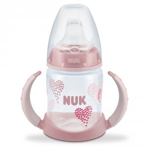 Biberon d'apprentissage sans bpa150ml embout silicone anti-fuite rose