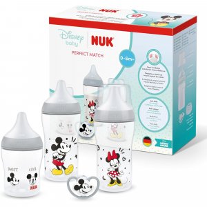 Coffret perfect match mickey pp - 1 biberon 150ml s + 2 biberons 26ml m + 1 sucette 0-6 mois Nuk