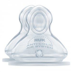 Lot de 2 tétines silicone first choice+ air control taille 1 liquide épais Nuk