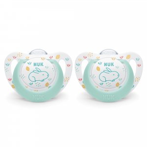 Lot de 2 sucettes nuk expert starline silicone 0-6m lapin Nuk