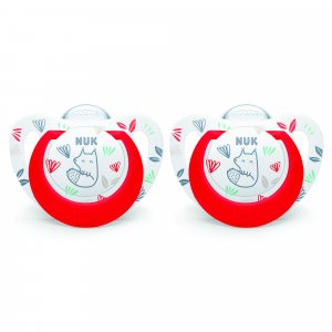 Lot de 2 sucettes nuk expert starlight silicone 18-36m ecureuil Nuk