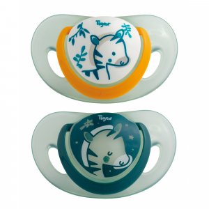 Lot de 2 sucettes smart jour et nuit silicone 18-36mois Tigex