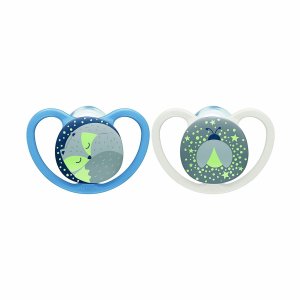 Lot de 2 sucettes space 0-6 mois nuit garçon Nuk
