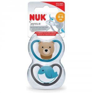 Lot de 2 sucettes space 0-6 mois nuit garçon Nuk