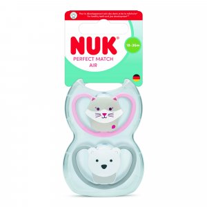 Lot de 2 sucettes perfect match air 18-36 mois chat/ours polaire Nuk