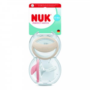 Lot de 2 sucettes perfect match 0-6 mois beige / rouge Nuk