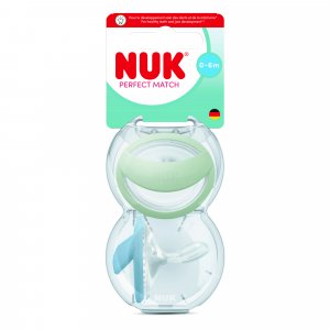 Lot de 2 sucettes perfect match 0-6 mois vert / bleu Nuk