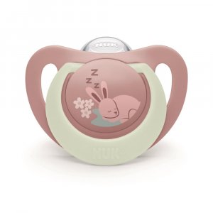 Lot de 2 sucettes nuit phosphorescentes first choice 18-36 mois lapin/mouton Nuk