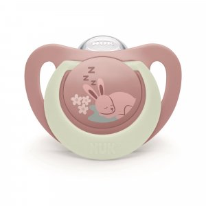 Lot de 2 sucettes nuit phosphorescentes first choice 6-18 mois lapin/mouton Nuk