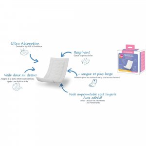 Lot de 20 serviettes hygiéniques post-accouchement Tigex