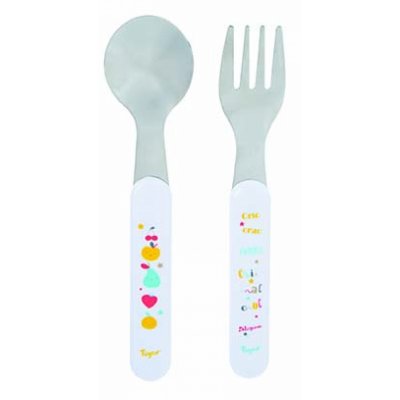 Set de 2 couverts inox motifs fruits