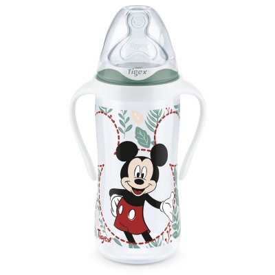 Biberon col large 300ml 6mois et plus avec poignée mickey