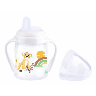 Tasse anti-fuite embout bec dur 150 ml avec poignées le roi lion