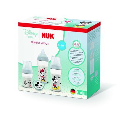 Coffret perfect match mickey pp - 1 biberon 150ml s + 2 biberons 26ml m + 1 sucette 0-6 mois