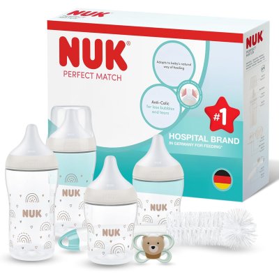 Coffret pp perfect match - 2 biberons 150 ml s+ 2 biberons 260 ml m + 2 tétines flow control + 1 goupillon + 1 sucette 0-2 mois