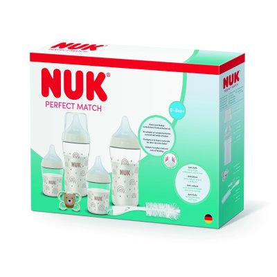 Coffret pp perfect match - 2 biberons 150 ml s+ 2 biberons 260 ml m + 2 tétines flow control + 1 goupillon + 1 sucette 0-2 mois