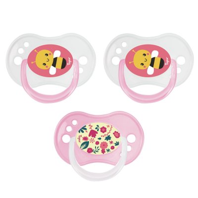 Lot de 3 sucettes jour / nuit silicone 6-18m fille