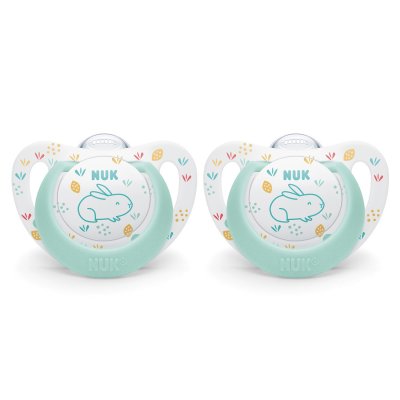 Lot de 2 sucettes nuk expert starline silicone 0-6m lapin