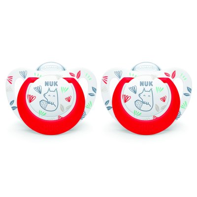 Lot de 2 sucettes nuk expert starlight silicone 18-36m ecureuil