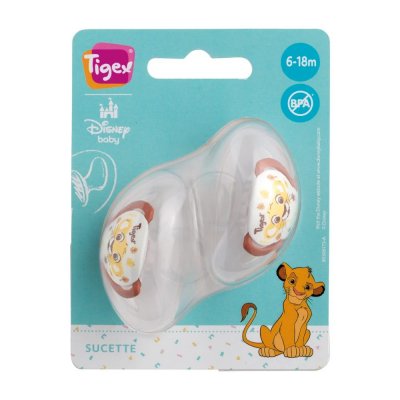 Lot 2 sucettes physiologiques silicone 6-18m le roi lion