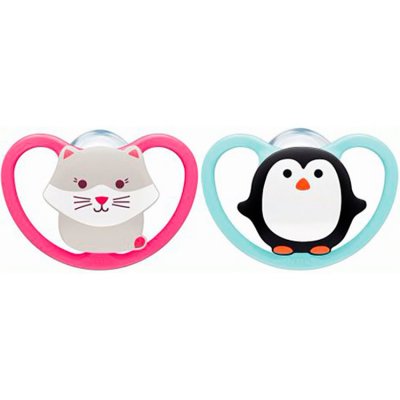 Lot de 2 sucettes space 18-36 mois fille pingouin
