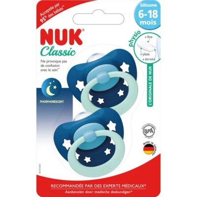 NUK Sucettes For Nature silicone 18-36 mois vert/crème lot de 2