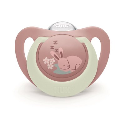 Lot de 2 sucettes nuit phosphorescentes first choice 18-36 mois lapin/mouton