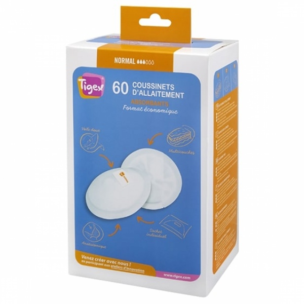 Lot de 60 coussinets d'allaitement normal Tigex