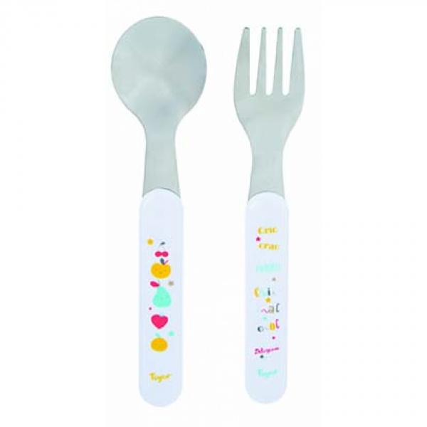Set de 2 couverts inox motifs fruits Tigex