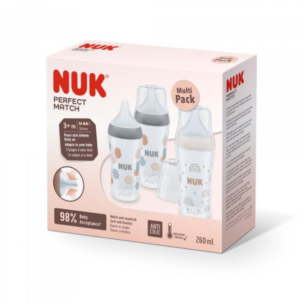 Lot de 3 biberons perfect match 260ml Nuk