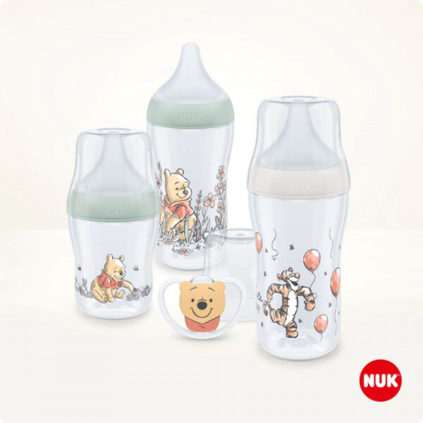 Coffret perfect match winnie - 1 biberons 150 ml + 2 biberons 260 ml + 1 sucette 0-6 mois winnie Nuk