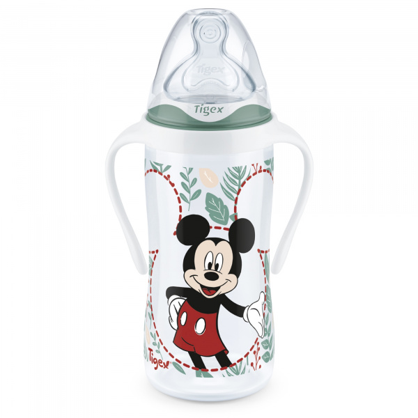 Biberon col large 300ml 6mois et plus avec poignée mickey Tigex