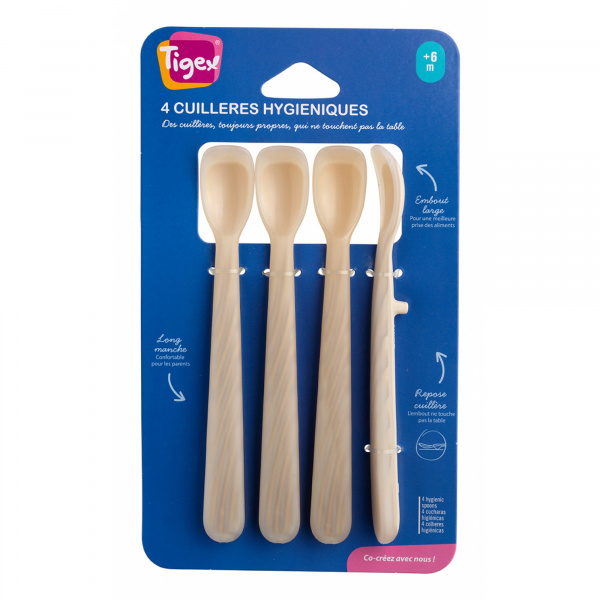 Lot de 4 cuillères douces hygiéniques Tigex