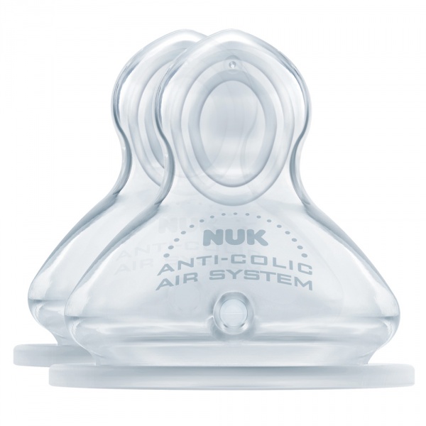 Lot de 2 tétines silicone first choice+ air control taille 1 eau lait Nuk