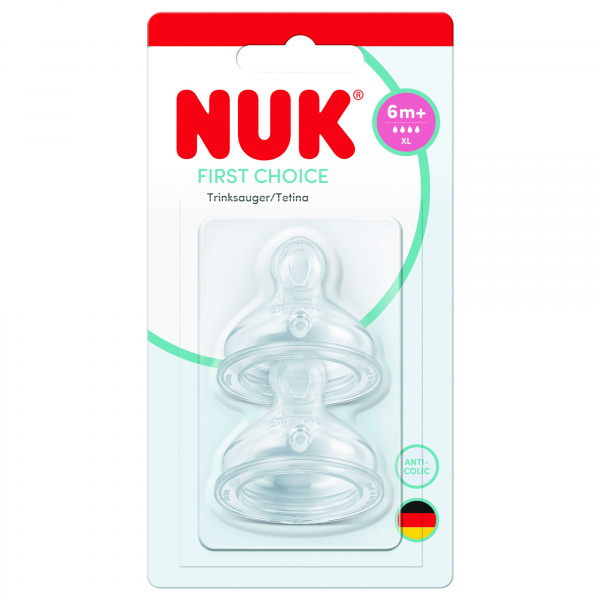 2 tétines fc+ 6 m+ perçage xl silicone Nuk