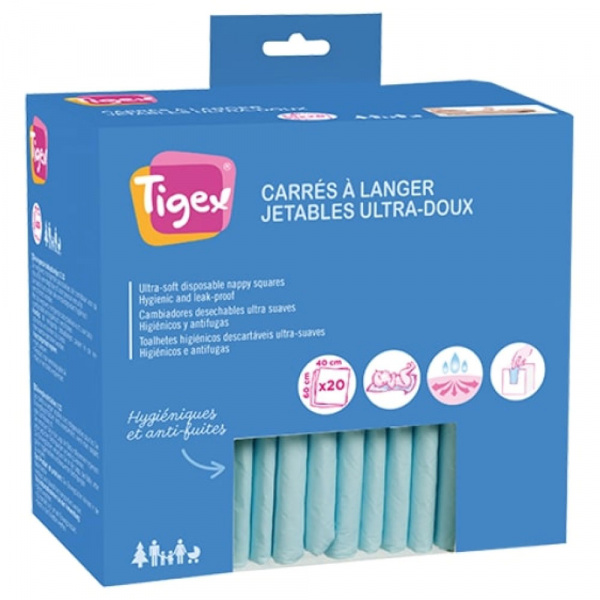 Lot de 20 matelas à langer jetables Tigex