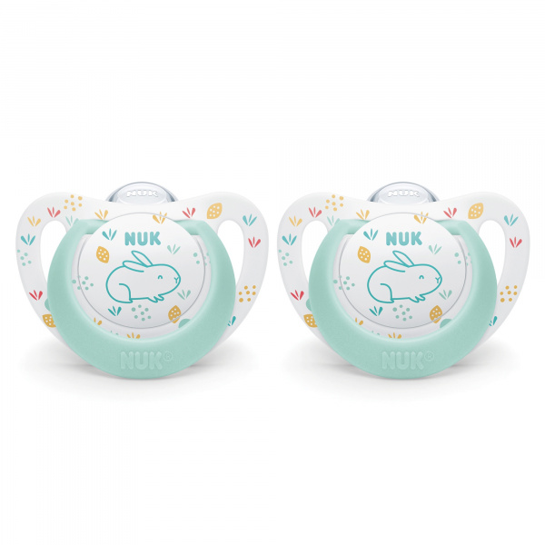 Lot de 2 sucettes nuk expert starline silicone 0-6m lapin Nuk